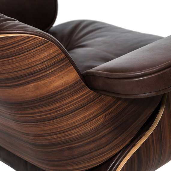 Кресло с оттоманкой Eames Lounge Premium, состаренная кожа