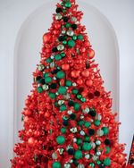 Искусственная красная елка «Огненная» (пвх) 270 см / 2.7 м