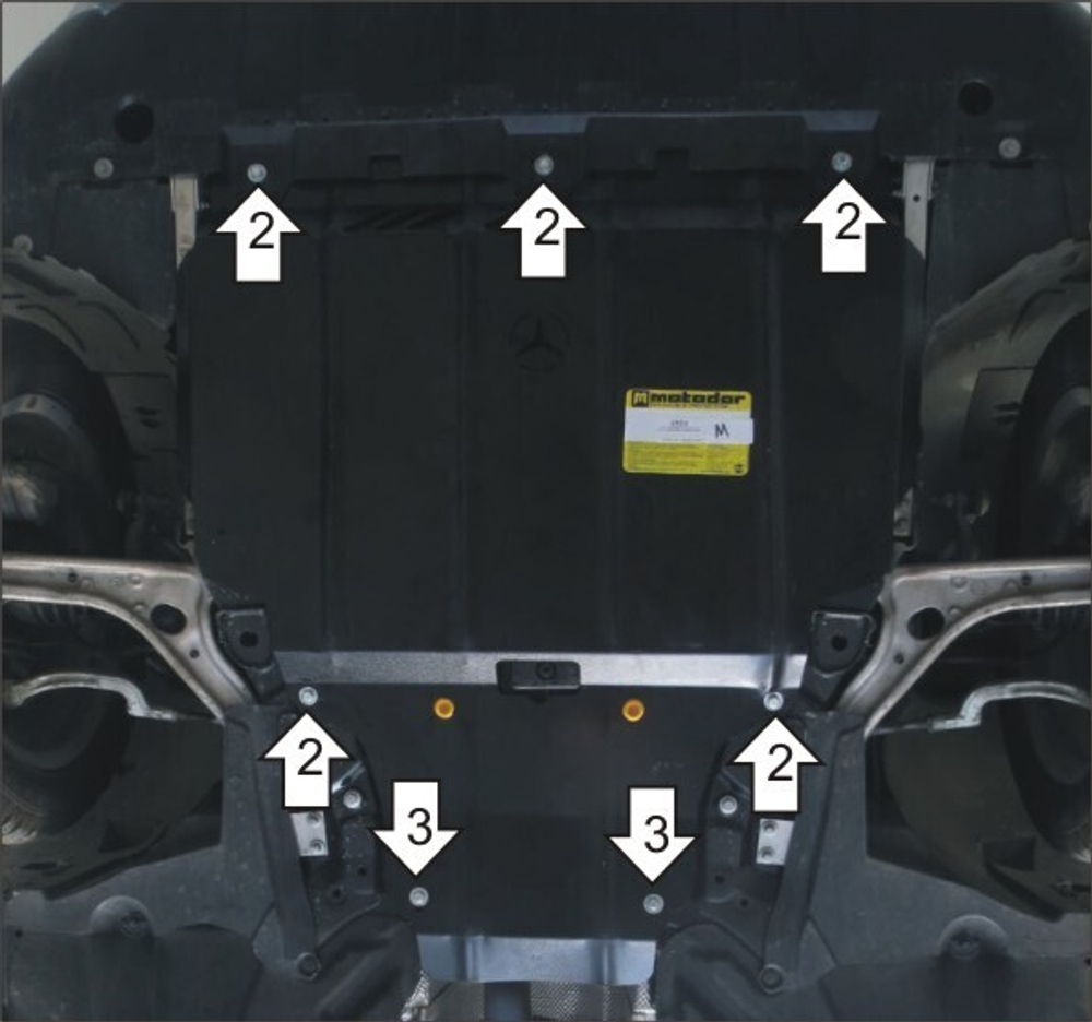 Защита картера двигателя, КПП (2 мм, сталь) для Mercedes GLA-Class 2014-2019, Mercedes B-Class 2011-2018 Motodor.01232