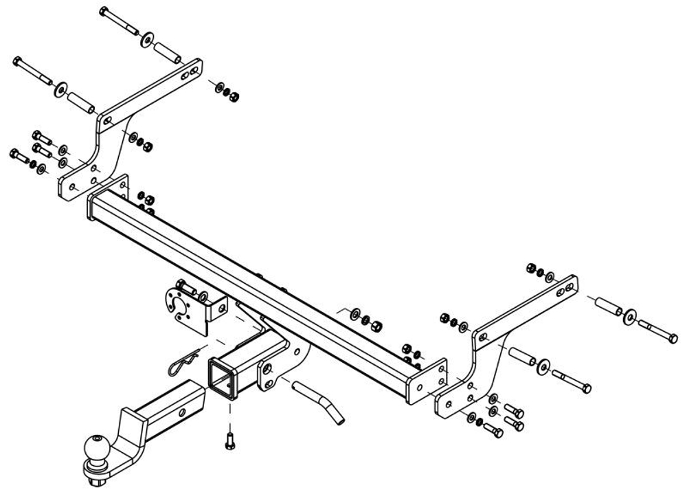 Фаркоп на Renault Duster/Dacia Duster без подрезки бампера. Тип шара: Е. Нагрузки: 1200/75 кг,RN 07B