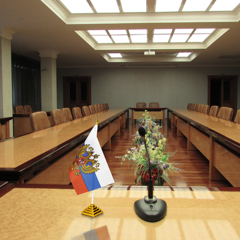 Флаг России настольный 14х21 см с гербом РФ BRAUBERG/STAFF 5501 (12 штук в упаковке)