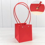 Пакет подарочный 15х13х13см Ваза для цветов (Красный)