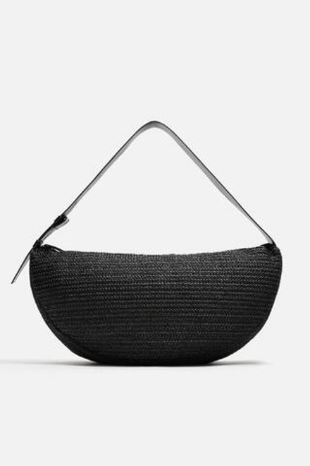 ZARA ПЛЕТЕНАЯ СУМКА, ЧЕРНЫЙ