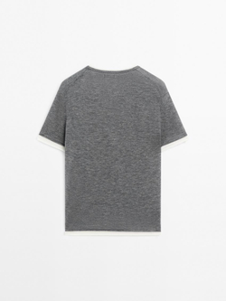 Massimo Dutti Трикотажная футболка с двухслойным эффектом, серый