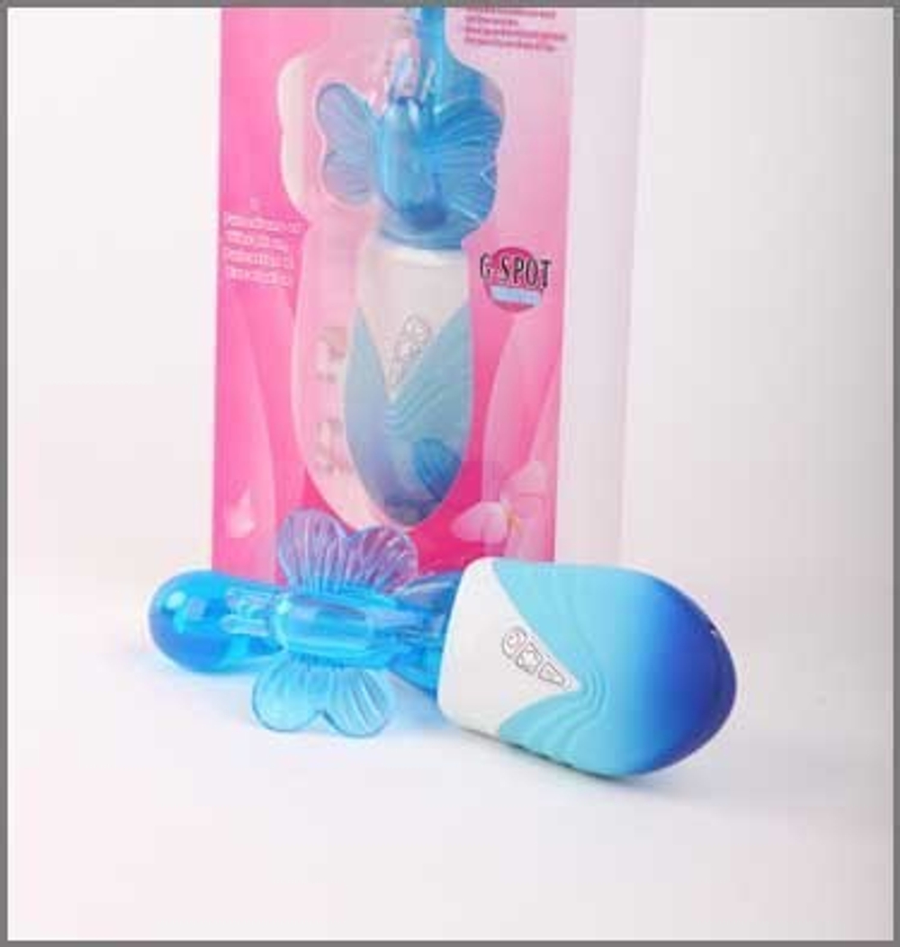 Голубой вибро-ротатор Порхающая бабочка, 21 см