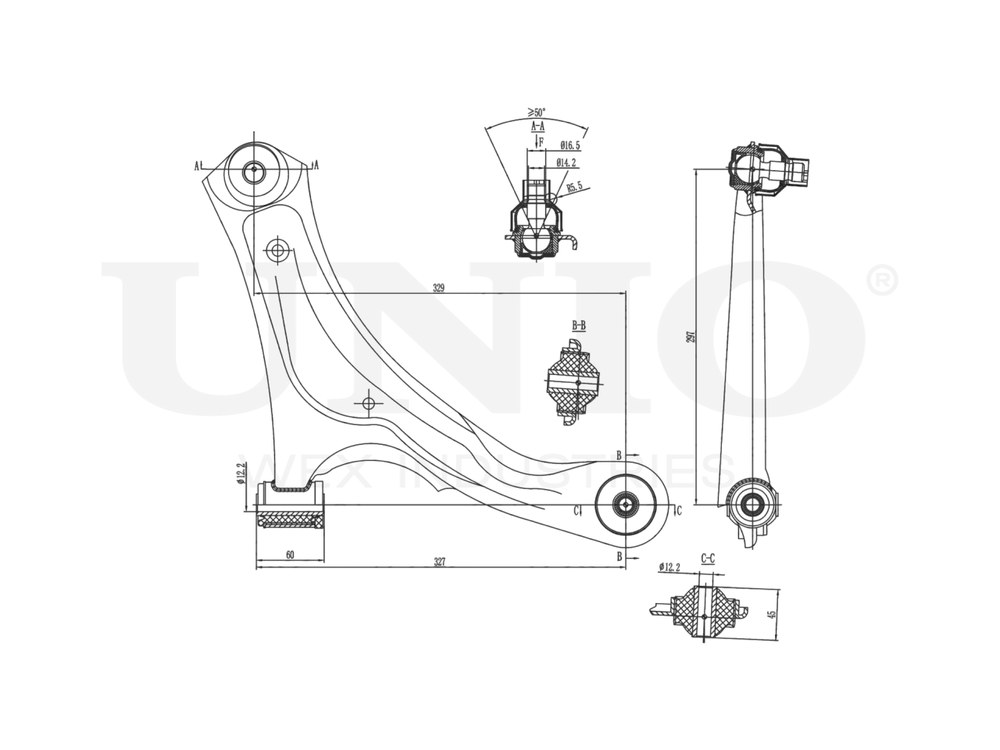 Рычаг подвески поперечный передний нижний правый UNIO SSP-40162