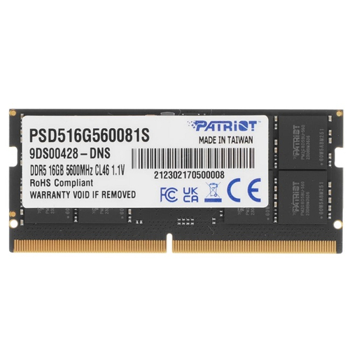 Модуль памяти NBook SO-DDR5 16GB, 5600Mhz, Patriot Signature Line (PSD516G560081S)