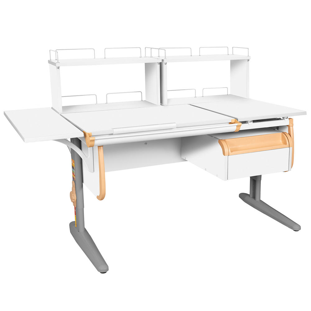 Растущая парта с навесной тумбой, задними и боковой полками Дэми СУТ 25-05-Б1Д2 (1500×880 мм)