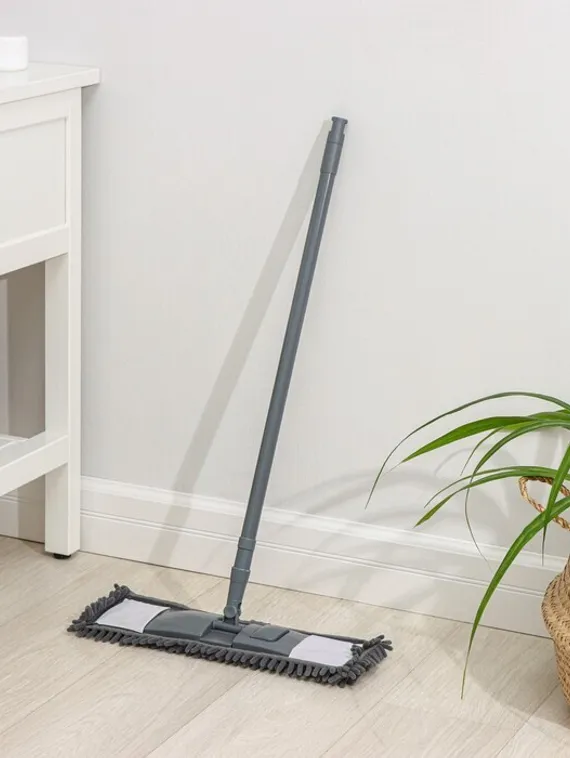 Швабра для мытья пола плоская Доляна, насадка микрофибра букли 42×12 см, телескопическая ручка 70-120 см, цвет МИКС