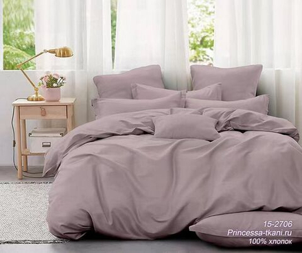 Комплект постельного белья 2-сп с простыней на рез.180Х200 ПОПЛИН "Пудра 15-2706 ЕМ" (нав. 50х70 или 70х70)