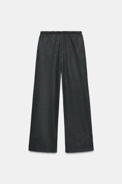 ZARA БРЮКИ ПАЛАЦЦО С ЗАВЯЗКАМИ, СЕРЫЙ МЕЛАНЖ