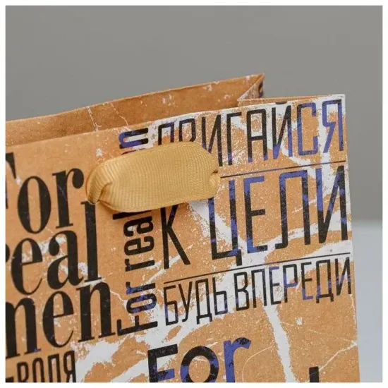 Пакет подарочный крафтовый вертикальный, упаковка, «For real man», S 15 х 12 х 5,5 см