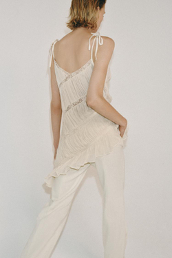 ZARA ТОП АСИММЕТРИЧНОГО КРОЯ СО СКЛАДКАМИ — ZW COLLECTION, ЭКРЮ