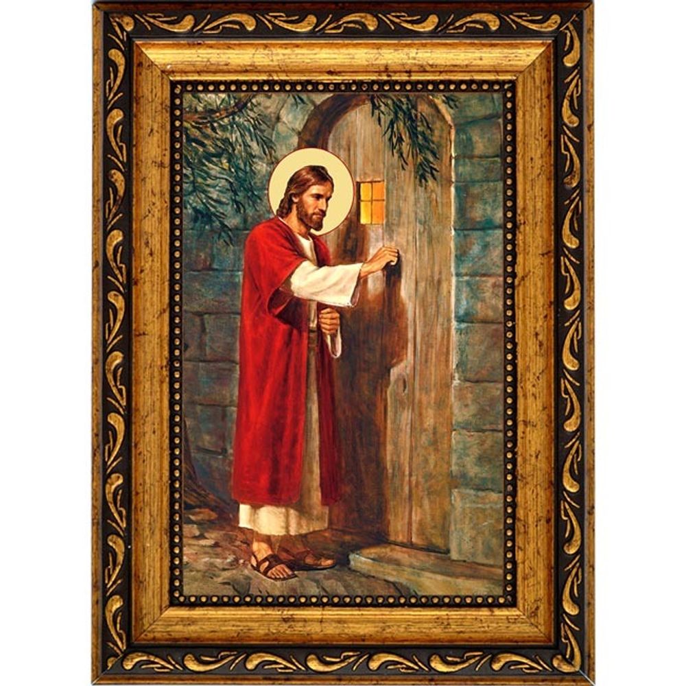 Иисус Христос стучится в дверь. Икона на холсте.