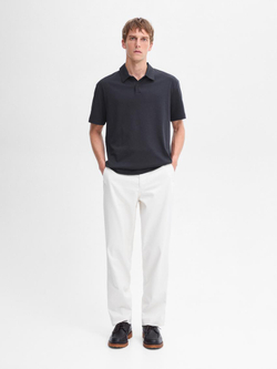 Massimo Dutti Хлопковая футболка-поло с короткими рукавами, серый