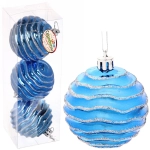 Новогодние шары «Снежная волна» 6 см (набор 3шт), синий/серебро