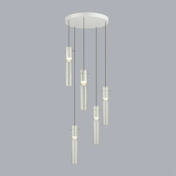 5058/25LB PENDANT ODL24 385 белый/прозрачный/металл/стекло Люстра каскадная LED 5*5W 3000K SCROW