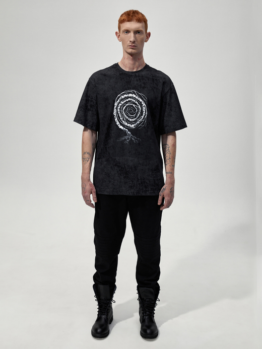 Футболка с принтом "Некому березу заломати". Черно-серая