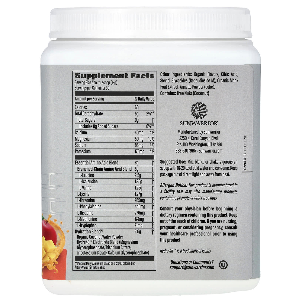 Sunwarrior, Sport, активные аминокислоты, со вкусом манго, 570 г (1,25 фунта)