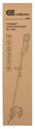 Триммер эл. СИБРТЕХ ЭК-1200,1200Вт,380мм,разборная штанга,катушка,диск (96632)