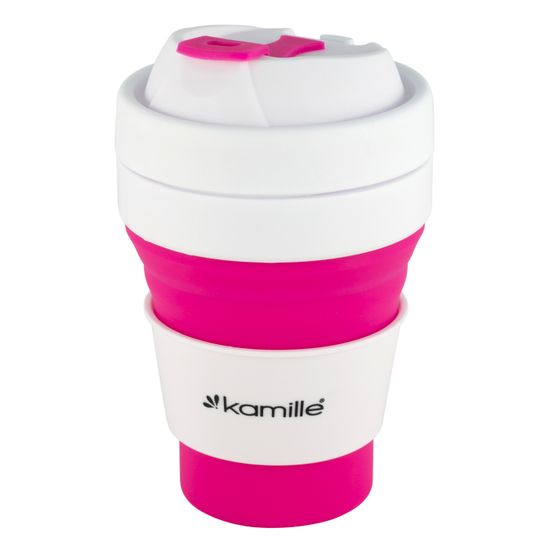 Стакан складной силиконовый 350 мл. Kamille KM 2034 с пластиковой накладкой