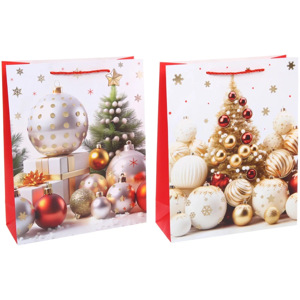 Пакет подарочный «Ёлочные убранства» 26*32*10 см, микс