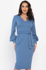 Платье с поясом Безупречный силуэт (синее) П14512-10М LT Collection