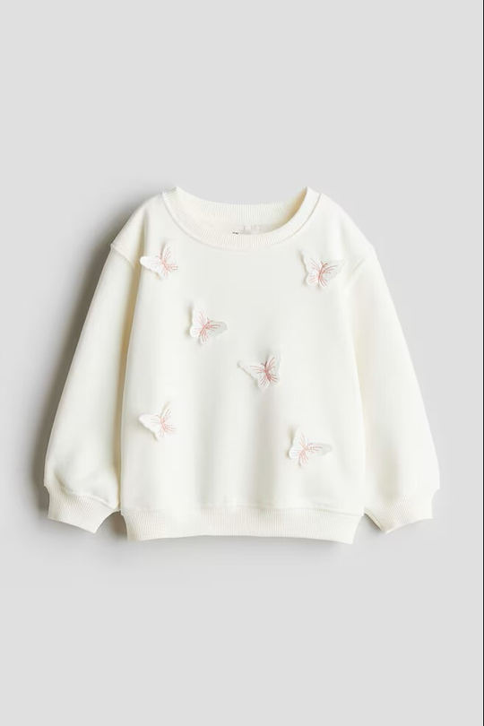 H&M Толстовка с круглым вырезом и контрастными деталями, белый