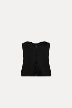 ZARA ТОП БАНДО ИЗ ПОЛУПРОЗРАЧНОГО ПОЛИАМИДА, ЧЕРНЫЙ