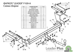Фаркоп(прицепное) Лидер-Плюс для FORD FOCUS 2, универсал 2004-2011 (паспорт и сертификат в комплекте)(без электрики)F109-A