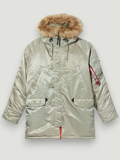 Куртка Аляска Alpha Slim Fit N-3B Parka (бежевая - dark khaki/orange)