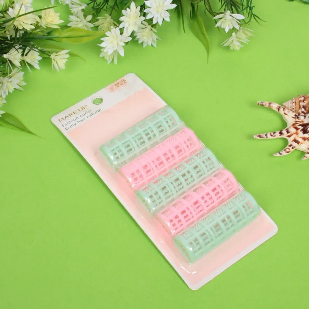 Бигуди пластмассовые с зажимом 5шт «Beauty Room», цвет розовый и мятный, 7*2,5см.