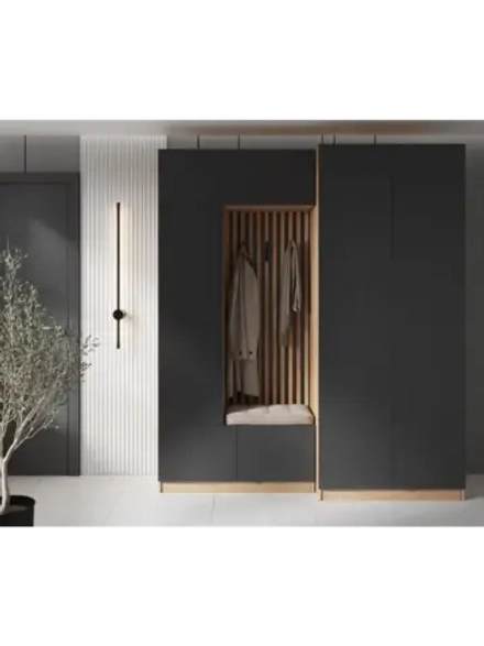 Прихожая с зеркалом Графит 190х40х220