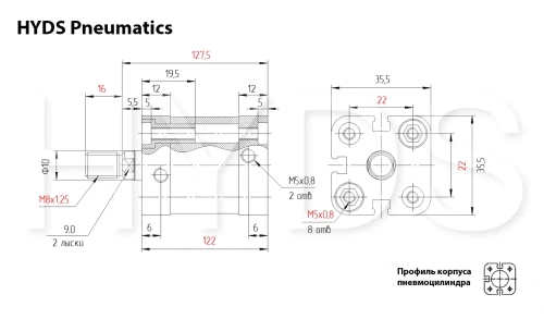 ADN-20-85-A-P-A Пневмоцилиндр
