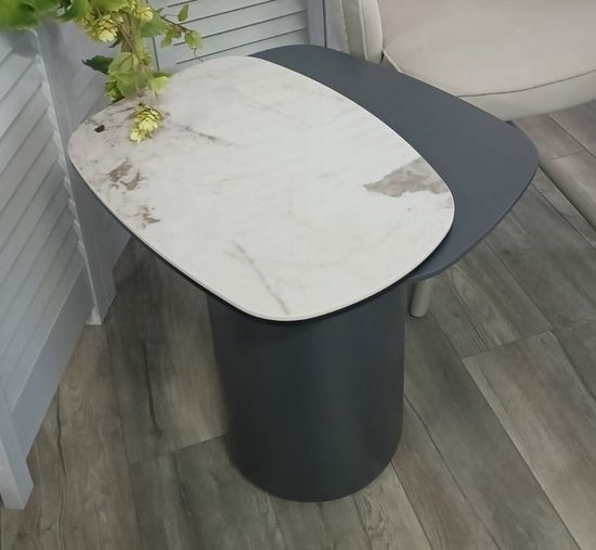 Стол кофейный ARVID PANDORA керамика на стекле/ окрашенный МДФ / темно-серый МДФ каркас