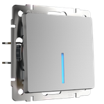 W1110106/ Выключатель одноклавишный с подсветкой (серебряный) W1110106