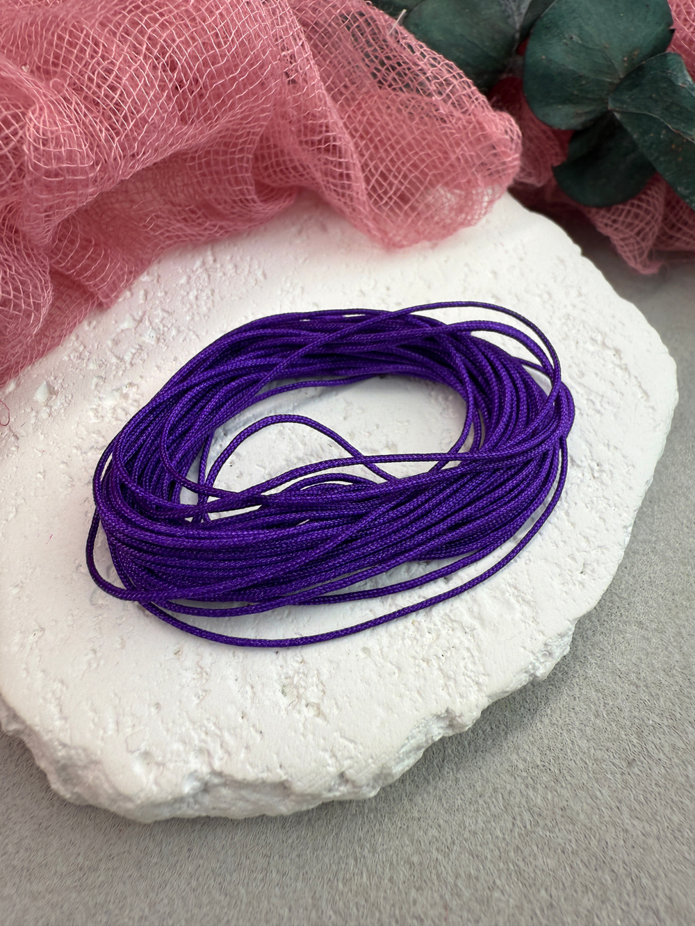 Шнур для плетения браслетов 0,8 мм, Темно-фиолетовый (5 м)
