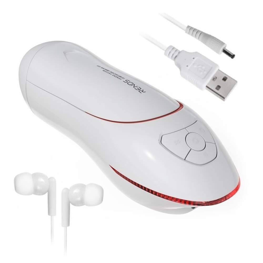 Белый вибромастурбатор со сжатием и голосовым сопровождением (Цвет: белый)