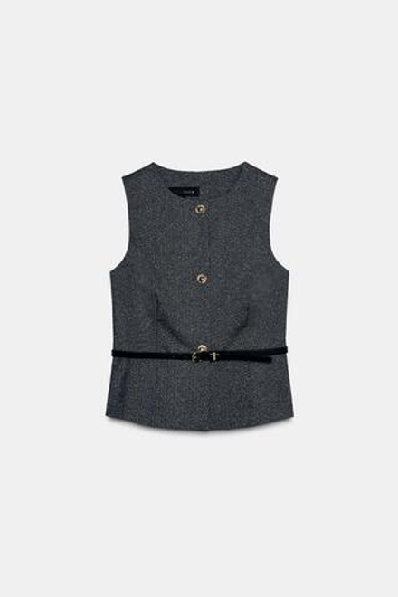 ZARA ТОП БЕЗ РУКАВОВ, СЕРЫЙ МЕЛАНЖ