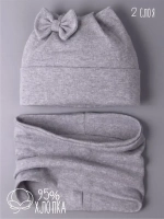 Шапка для девочки осенняя с ушками и снуд