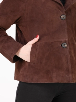 Кожаная куртка демисезонная замшевая пиджак укороченный