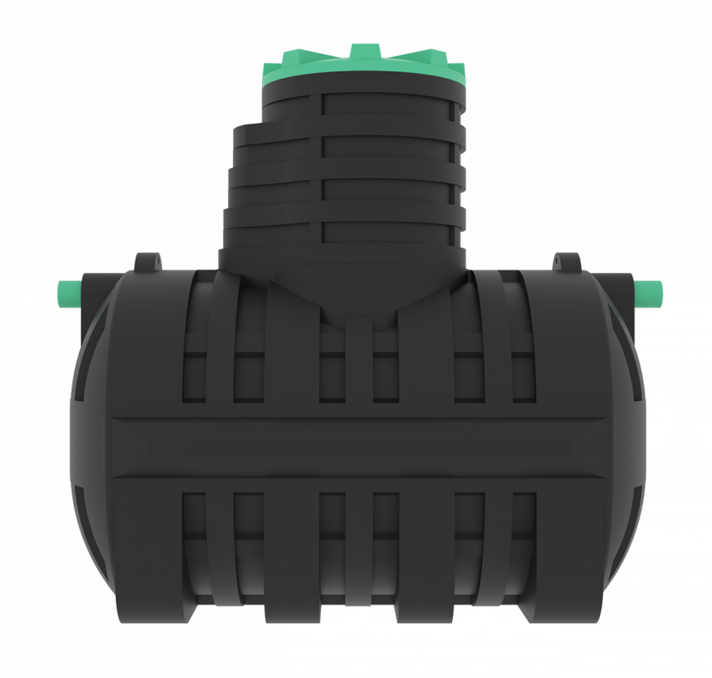 Септик переливной Мультпласт Термит Профи+ 2.5 S 2500 л. горизонтальный / 1000 л. в сутки / 5 чел. / самотечный сброс (2220x1220x2140см;116кг;черный) - арт.555455