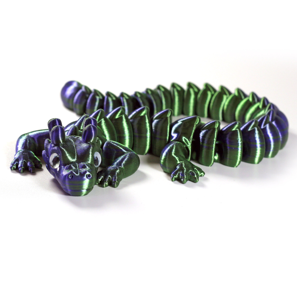 Дракон игрушка антистресс, 3D фигурка дракона с глазами, сине-зеленая