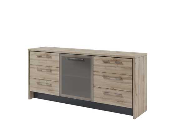 Тумба с дверью в профиле и 6 ящиками 2200х520х970 T-13-06R