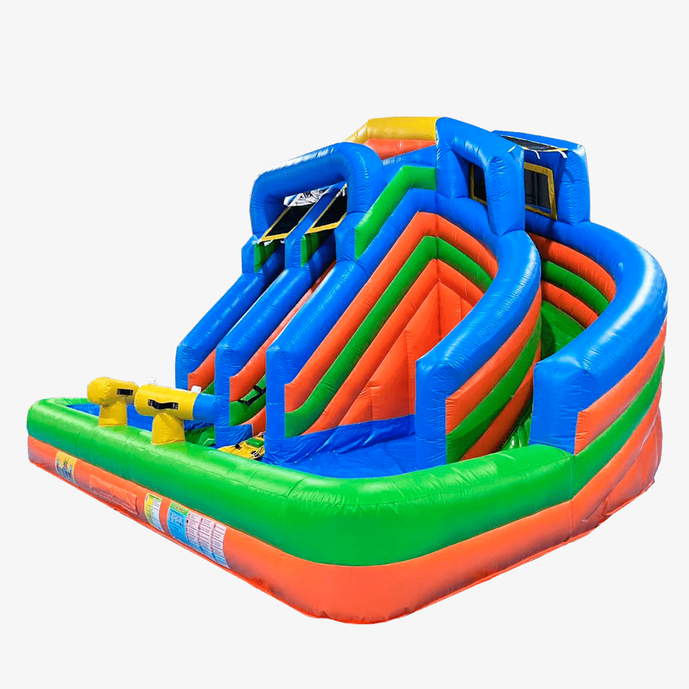 Надувной водный батут с бассейном «Колумбия» c одной лестницей, 6×6×5 м