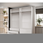 Распашной четырехсекционный шкаф Мори - 9 (с 6 ящиками) Белый Снег 8685 BS  230*50*240