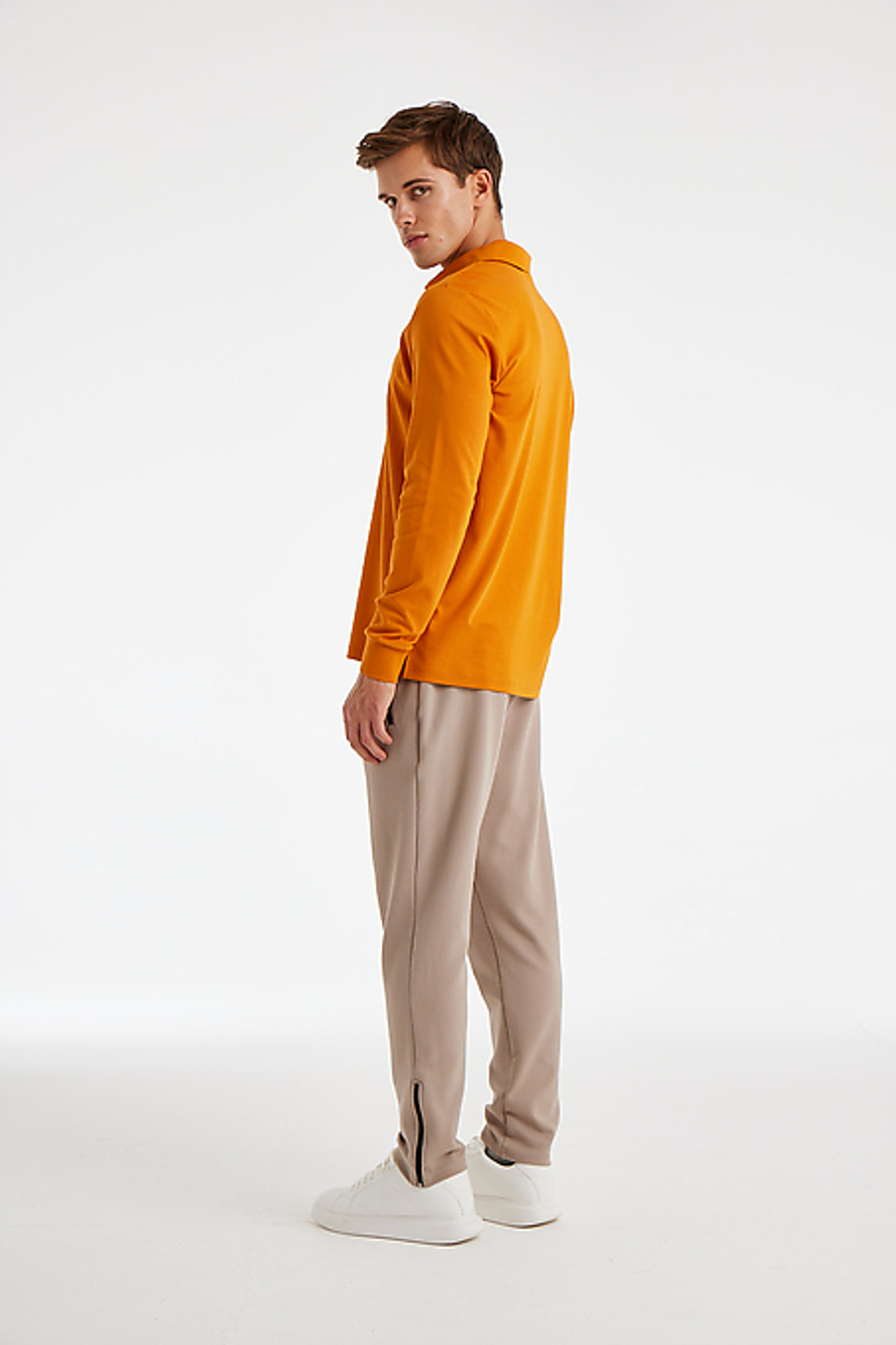 Лонгслив мужской поло Amber Glow оранжевый