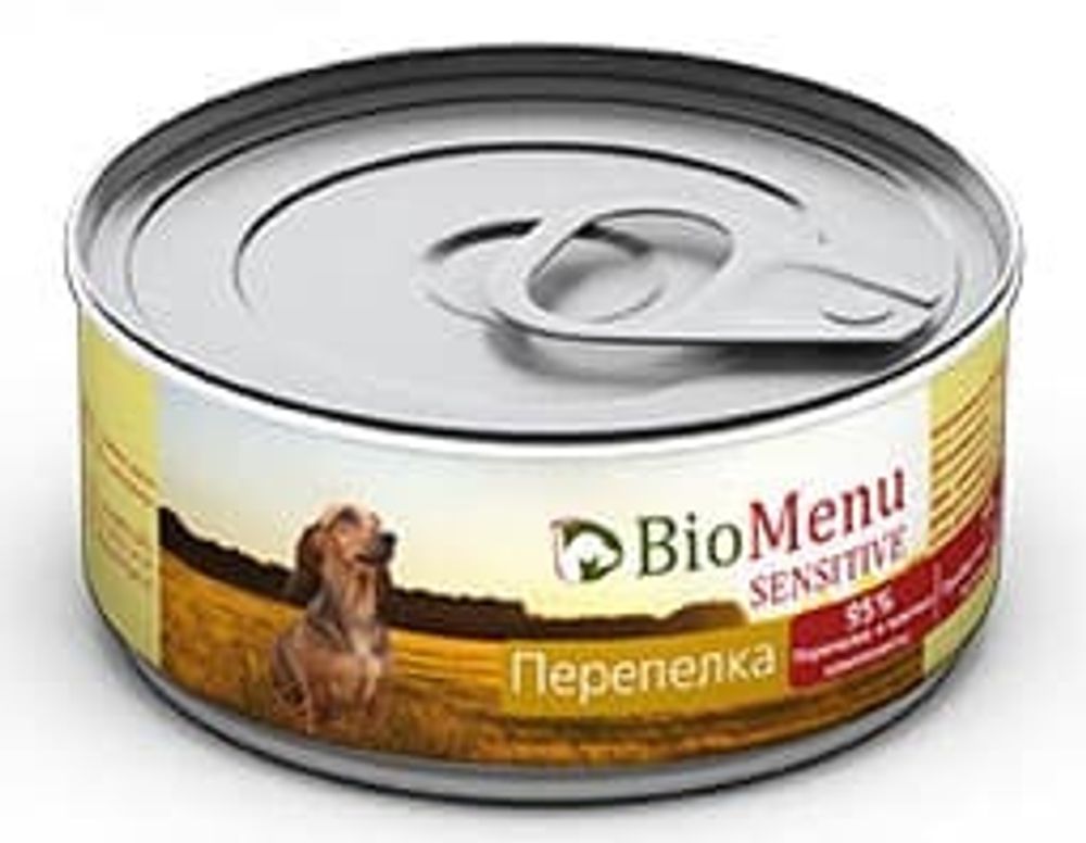 BioMenu SENSETIVE Консервы д/собак с перепелкой  95%-МЯСО 100гр