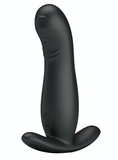Черный вибростимулятор простаты с имитацией движения пальчика (Цвет: черный)