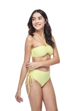 Купальник бандо "Озеро Вида", лимонный/бежевый
